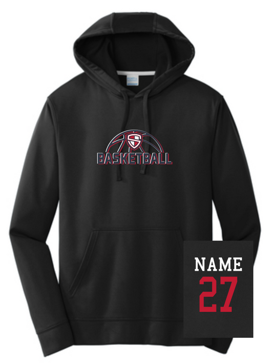 Boys Basketball Name and Number Performance Hoodie 100% Polyester
