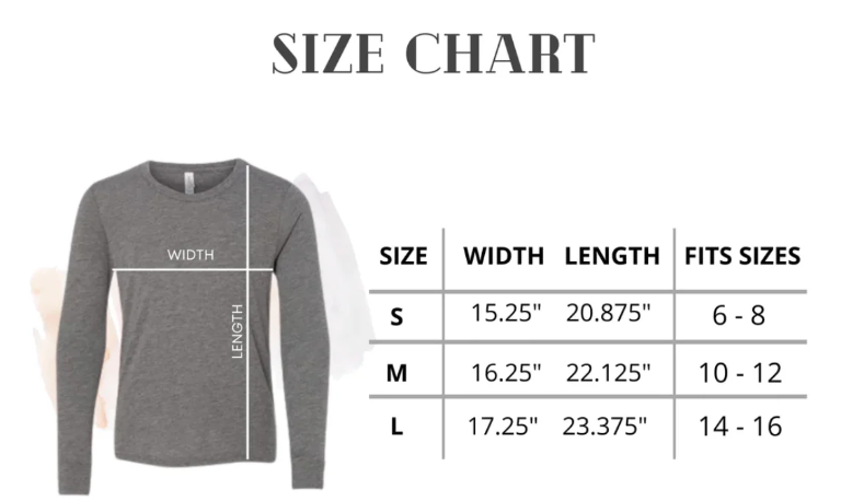 Student Long Sleeve Tee | All Orders Delivered To Christine's House For Distribution