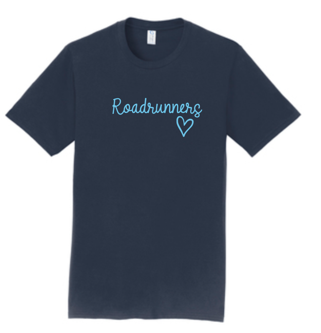 Roadrunners Cursive | Navy Tee | ~2 weeks delivery | Select Pickup at Checkout for free school delivery