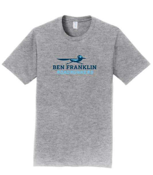 Ben Franklin | 2 Color Logo | Grey  Tee | ~2 weeks delivery | Select Pickup at Checkout for free school delivery