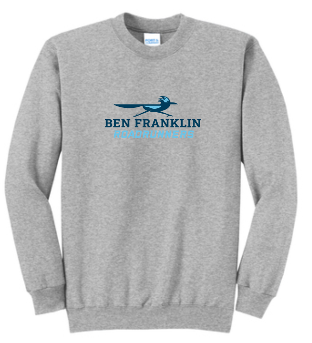 Ben Franklin | 2 Color Logo | Grey Crewneck | ~2 weeks delivery | Select Pickup at Checkout for free school delivery (Copy)