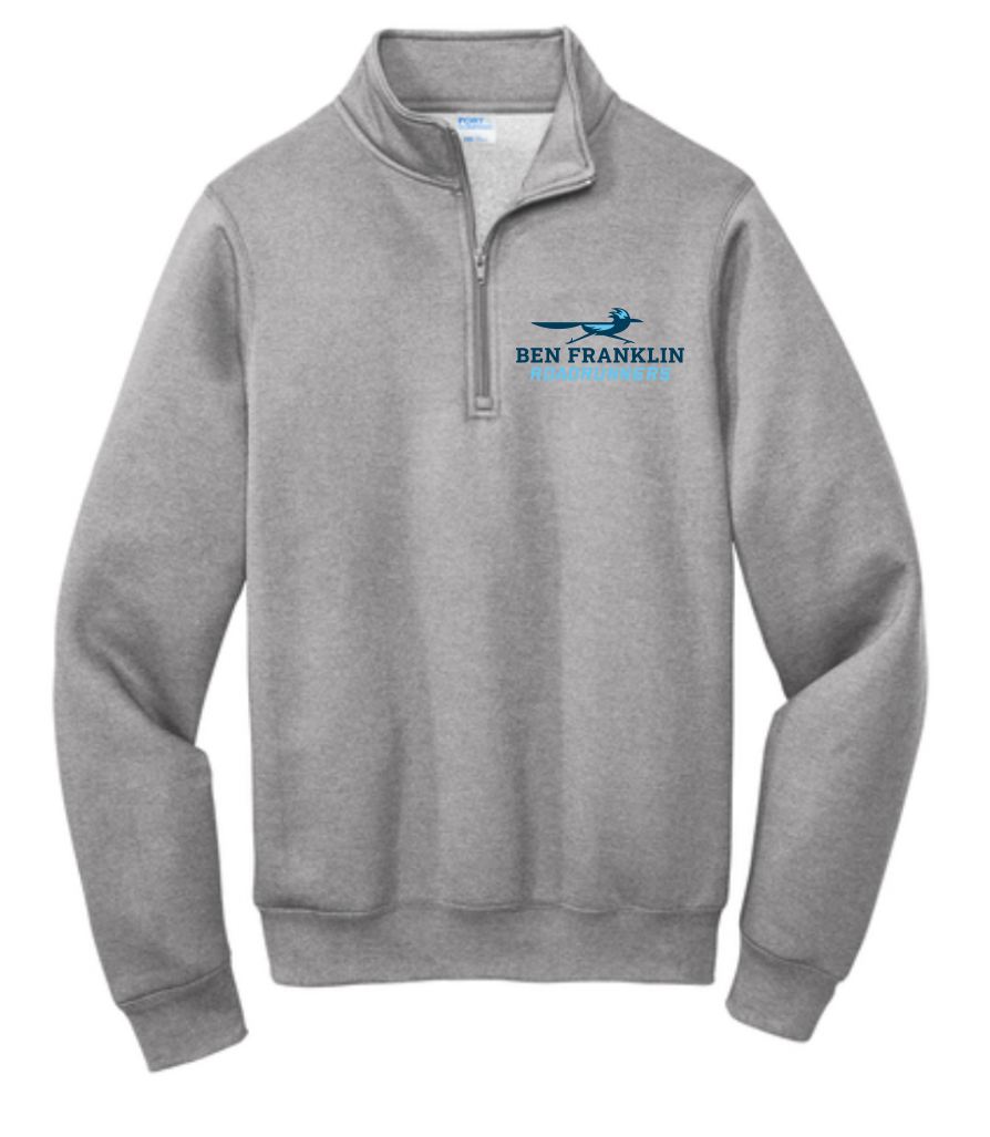 Ben Franklin Grey Quarter Zip | ~2 weeks delivery | Select Pickup at Checkout for free school delivery
