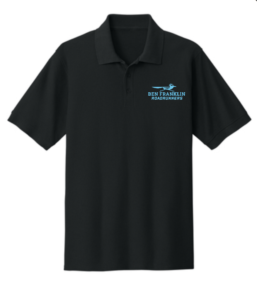 Ben Franklin Men's Black Polo |  ~2 weeks delivery | Select Pickup at Checkout for free school delivery